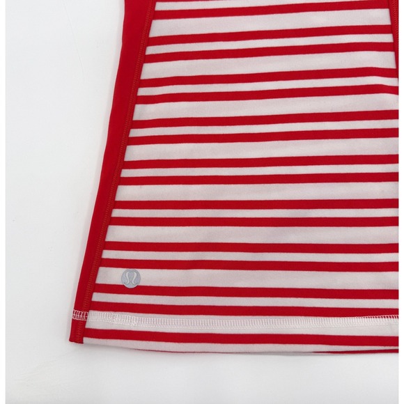 Lululemon Tank Top Womens 8 Red White Striped Hip To Be Zen Halter Yoga - Picture 7 of 9
